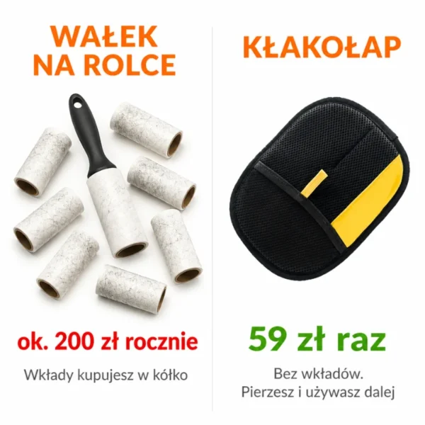 Rękawica Kłakołap - Zbiera sierść, zamiast rozsiewać ją po pokoju.
